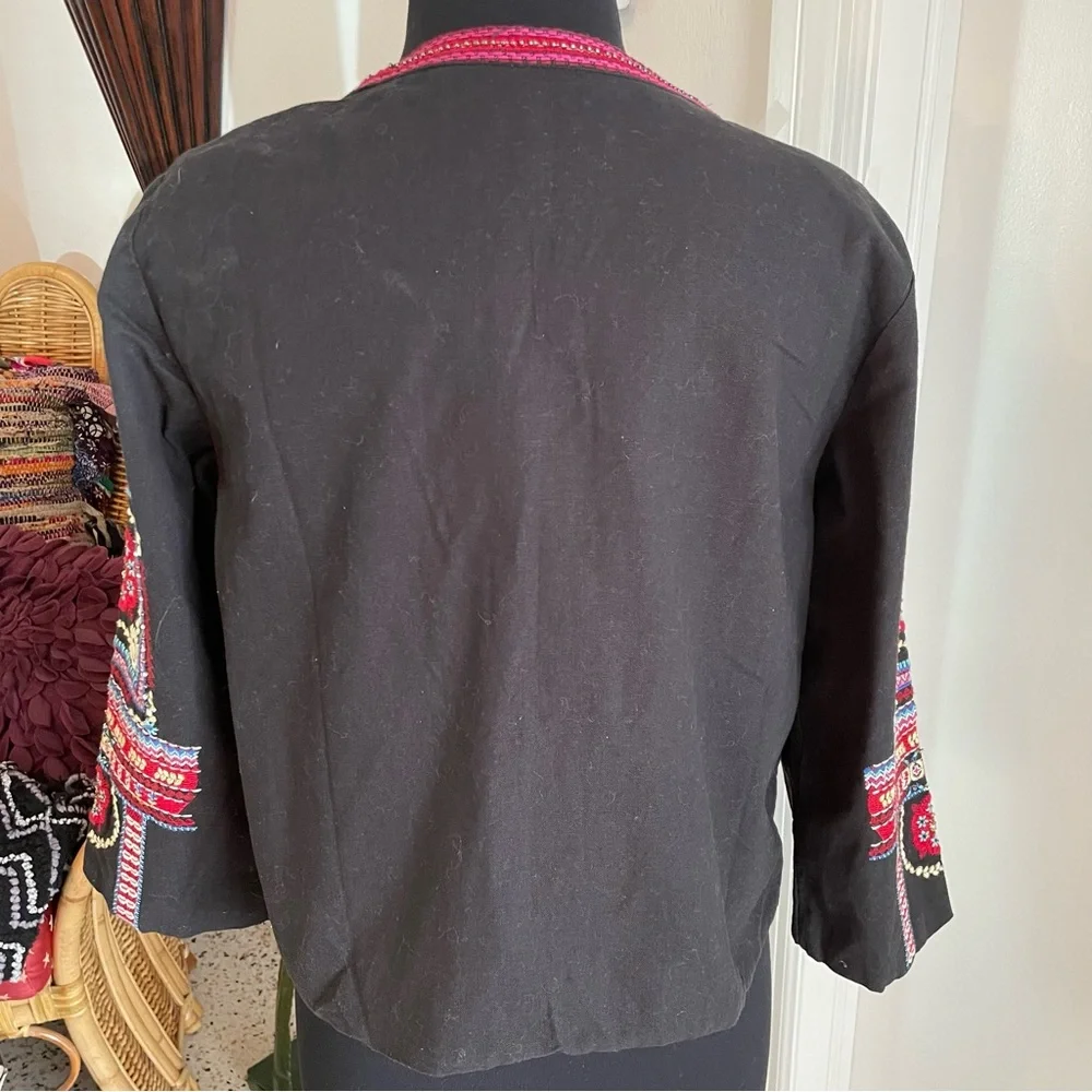 ANTHROPOLOGIE NEW Navy Embroidered Jacket Wrap with beads and sequins! New! - Picture 4 of 10